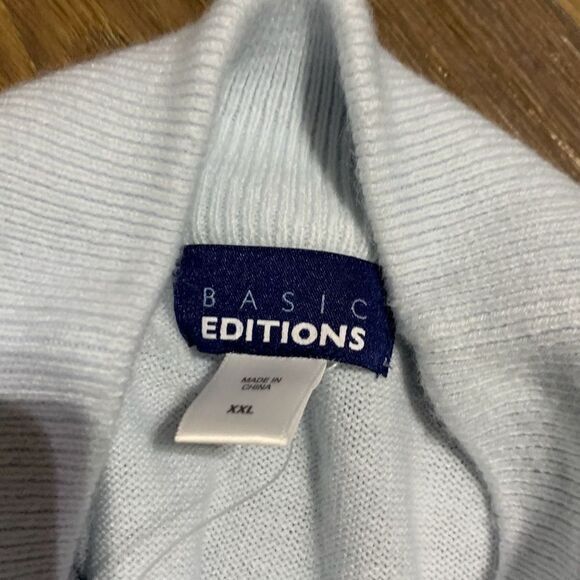 Basic editions VTG baby blue sweater Pearl like beads open knit design - Picture 7 of 9